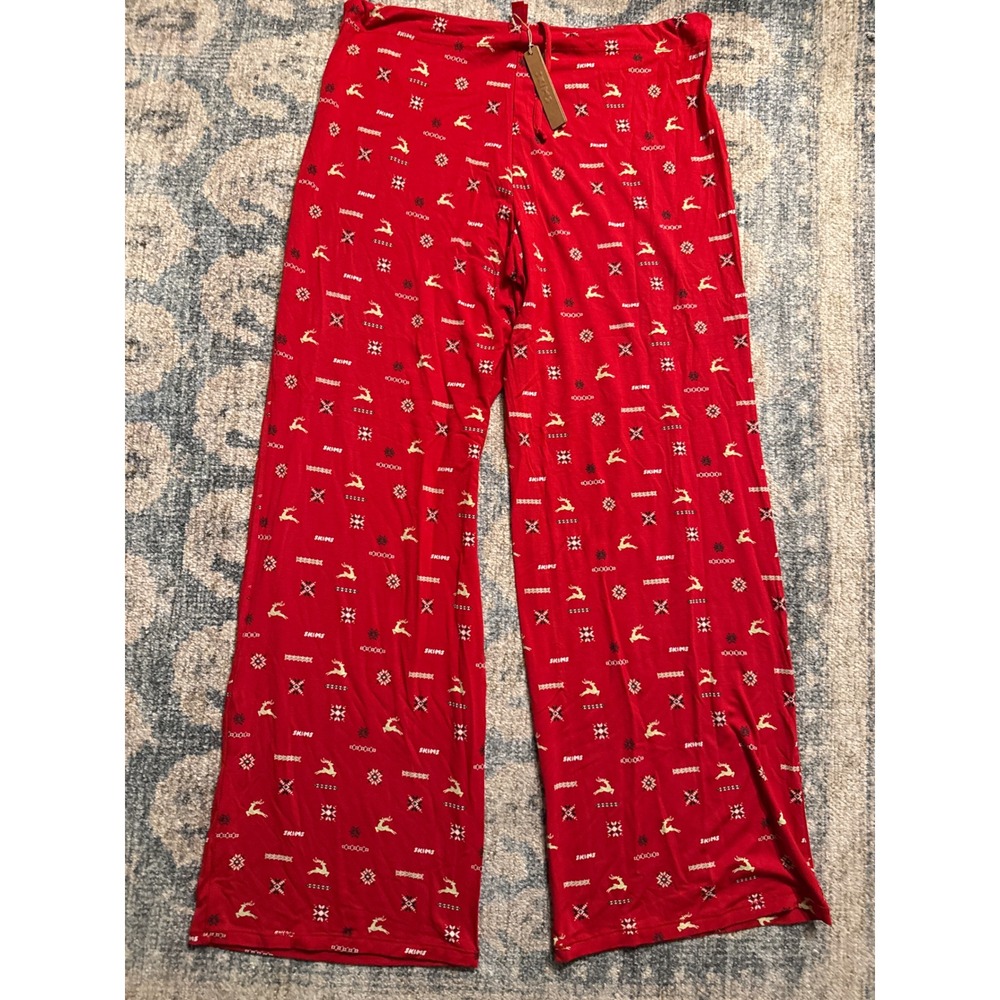 SKIMS Limited Edition Sleep Pant in Cranberry Vintage Deer Print Size Large NWT